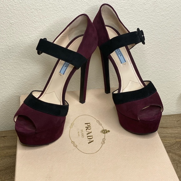 Prada Suede Bicolor Heels - Picture 2 of 8